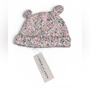 Janie and Jack Kids Hat with Floral Pattern - Pink and White NWT Size 3-6 Months